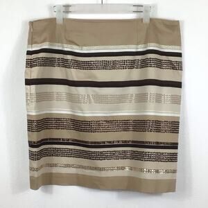 White House Black Market Striped Embellished Straight Skirt size 14